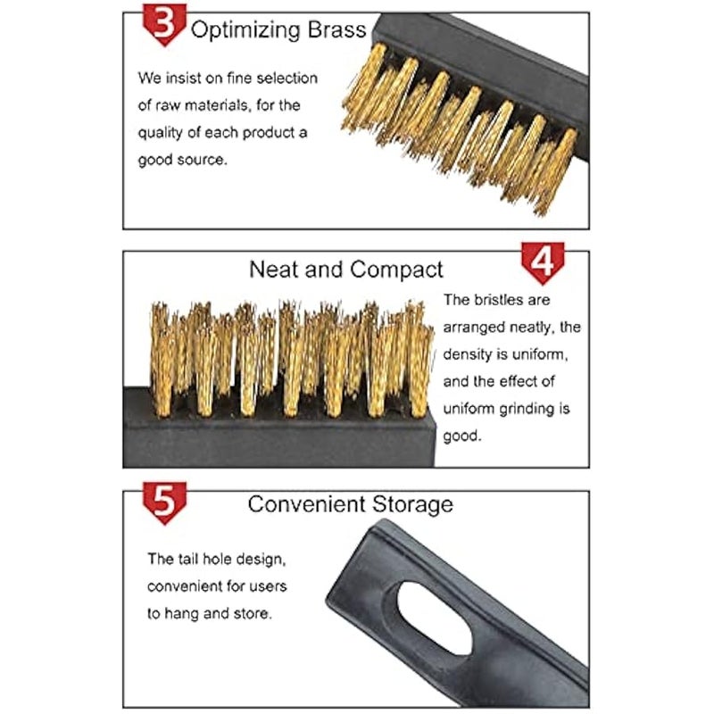 12 Pcs Brass Wire Brushes Scratch Brushes, Curved Handle Wire Bristle Scratch Brushes, Mini Brushes for Cleaning Welding Slag Rust - Image 4